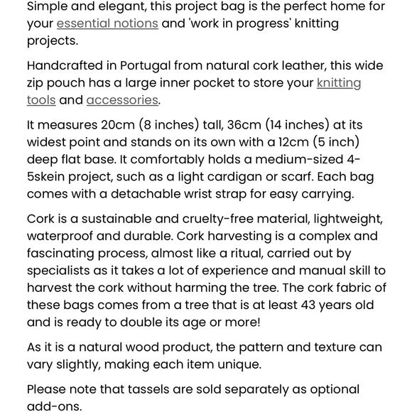 Thread & Maple Cork Knitting Project Bag - Picture 10 of 11